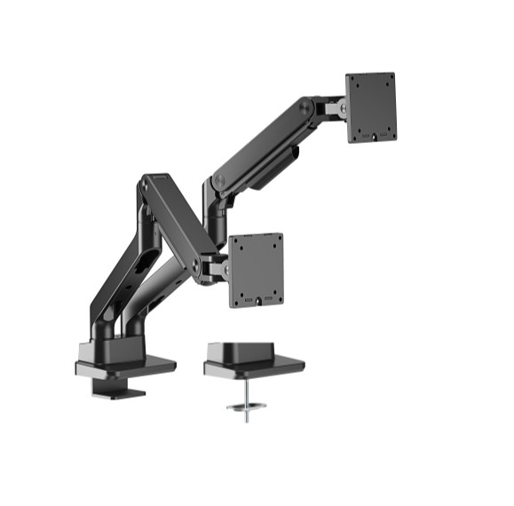 6956745179652 Brateck LDT81-C024-B NOTEWORTHY HEAVY-DUTY GAS SPRING DUAL MONITOR ARM Fit Most 17"-35" Monitor Fine Texture Black