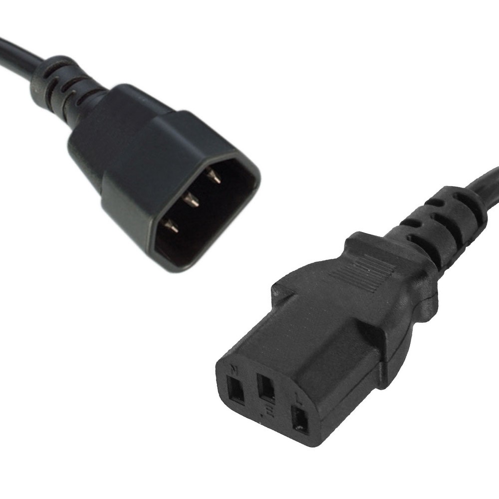 [9341756014608] 9341756014608 8Ware Power Cable Extension Cord 1m IEC C14 to C13 Male to Female for Monitor to PC or PC/UPS to Device