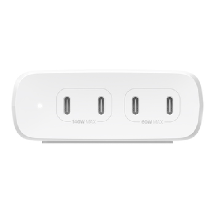 745883868117 Belkin BoostCharge Pro 200W 4-Port USB-C GaN Desktop Charger - White (WCH015AUWH), 4 x USB-C, Intelligent Power Share, 2YR