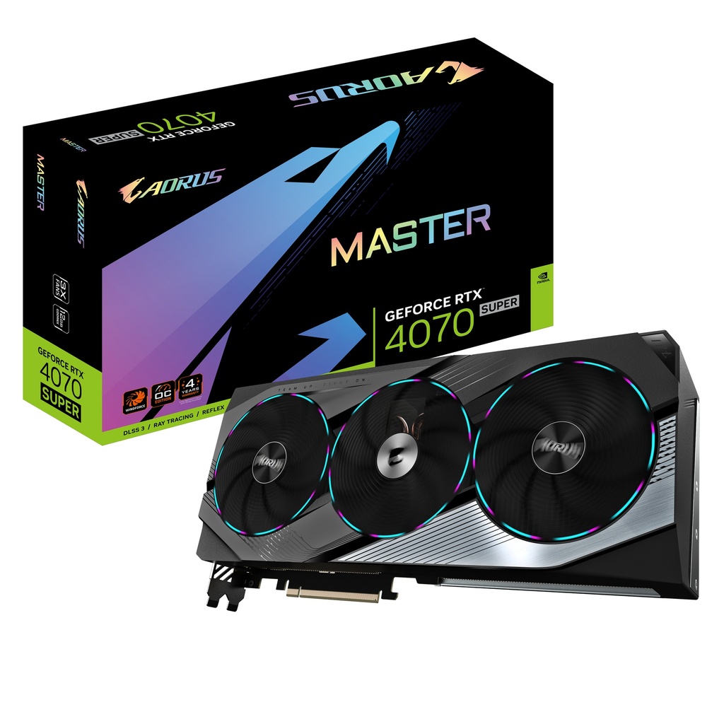 4719331354138 Gigabyte nVidia GeForce RTX 4070 Super Aorus Master 12GD GDDR6X Video Card, PCI-E 4.0,7168 Core Clock, 3x DP 1.4a, 1x HDMI 2.1a