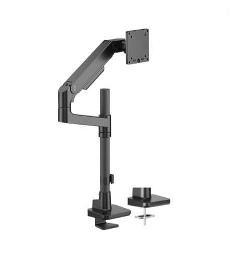 6956745179591 Brateck LDT81-C012P-B NOTEWORTHY POLE-MOUNTED HEAVY-DUTY GAS SPRING MONITOR ARM For most 17"~49" Monitors, Fine Texture Black (LS)