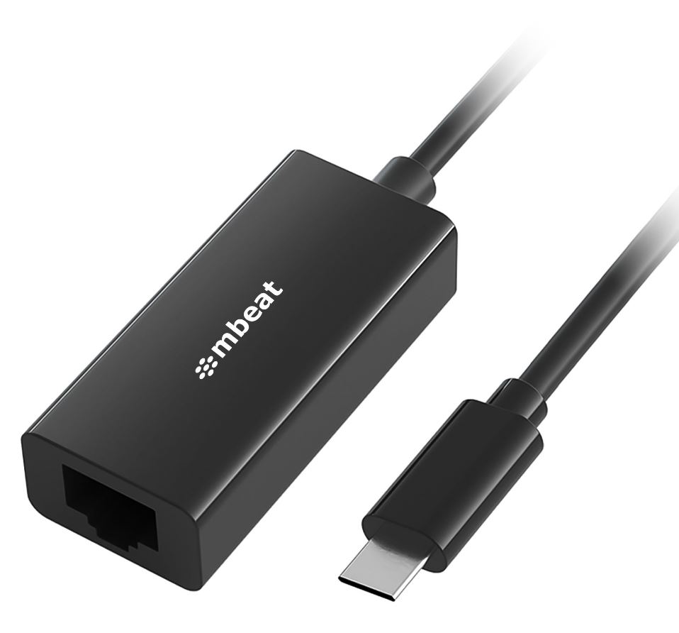[9346396002992] 9346396002992 mbeat®  USB-C Gigabit Ethernet Adapter - Black Fast and secure RJ45, up to 1000Mbps speed. Plug-and-play Compact and lightweigh Weight: 23g