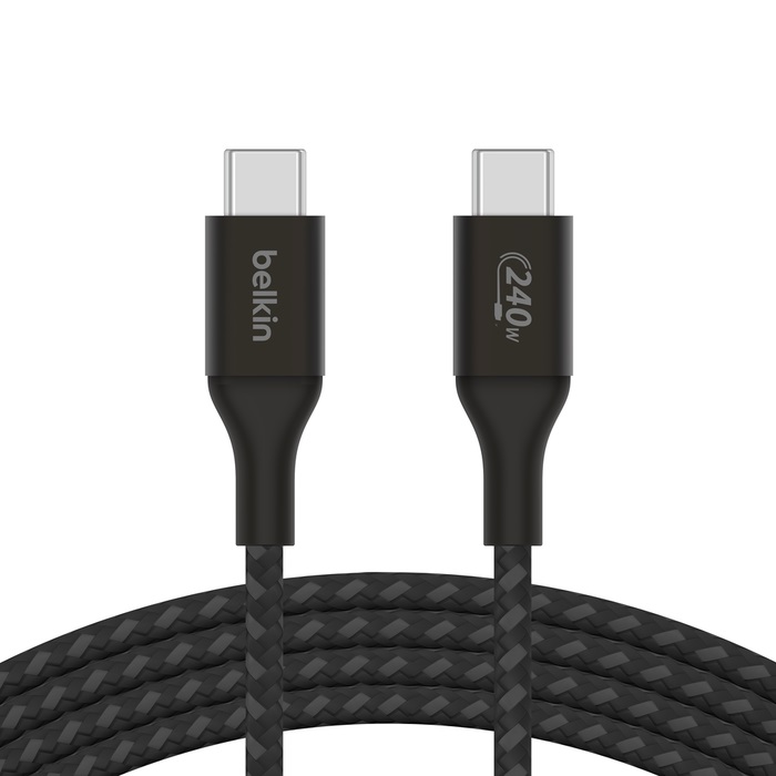 [745883859061] 745883859061 Belkin BoostCharge USB-C to USB-C Cable 2M - Black (CAB015bt2Mbk), 240W, 480Mbps, 30K bend, Samsung Galaxy,iPad,MacBook,Google,OPPO,Nokia,2YR