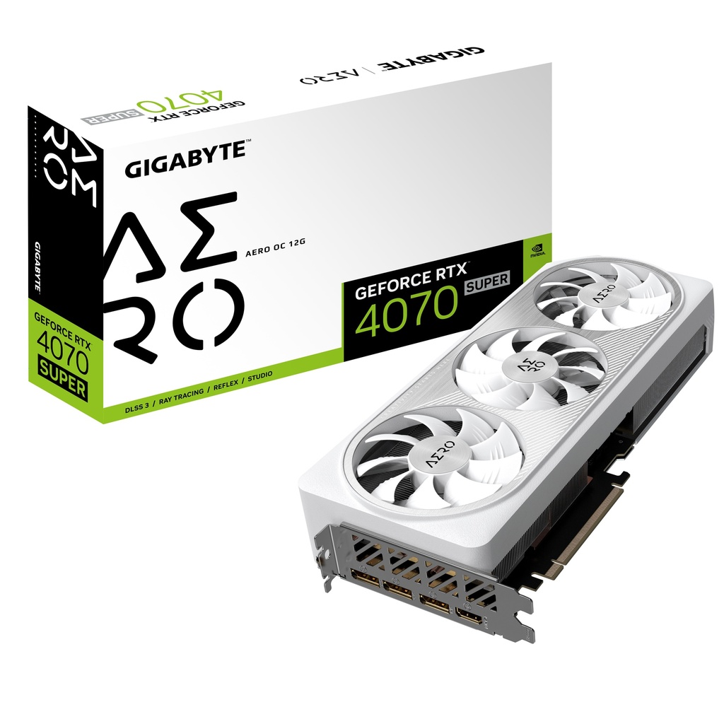 4719331354145 Gigabyte nVidia GeForce RTX 4070 Super AERO OC 12GD GDDR6X Video Card, PCI-E 4.0,7168 CUDA Cores, RGB Fusion 3x DP 1.4a, 1x HDMI 2.1a