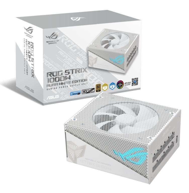 [4711387276471] 4711387276471 ASUS ROG-STRIX-1000G-AURA-WHITE-GAMING ROG STRIX 1000W Gold Aura Edition, 80 Plus Gold, Fully Modular, Lambda A++ Certification,135mm Fan, 10YW