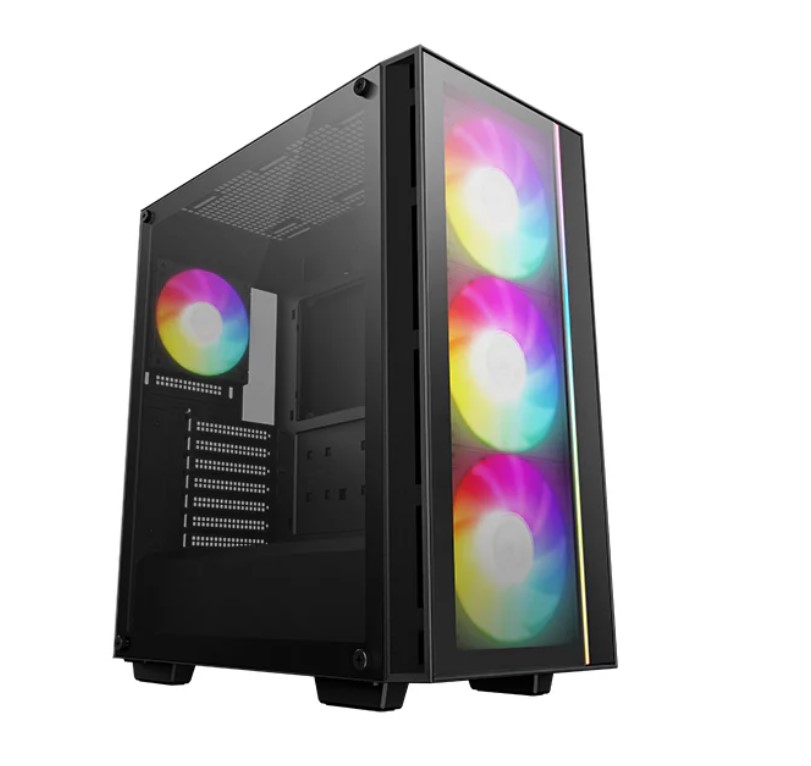 6933412774365 DeepCool MATREXX 55 V4 Full Tempered Glass Side Panel ATX Case. Pre-Installed 3×140mm ARGB PWM Fans,  1×120mm ARGB, Up to 360mm