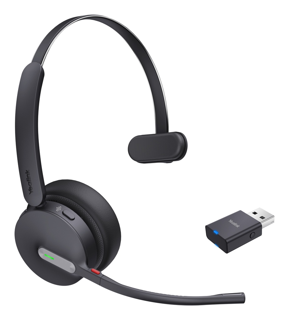 [6938818319639] 6938818319639 Yealink WH64 Hybrid Mono UC DECT Wireless Headset, DECT  Bluetooth Hybrid Wireless Technology, 3-Mic Noise Cancellation,UC Certified,  Dongle WDD60