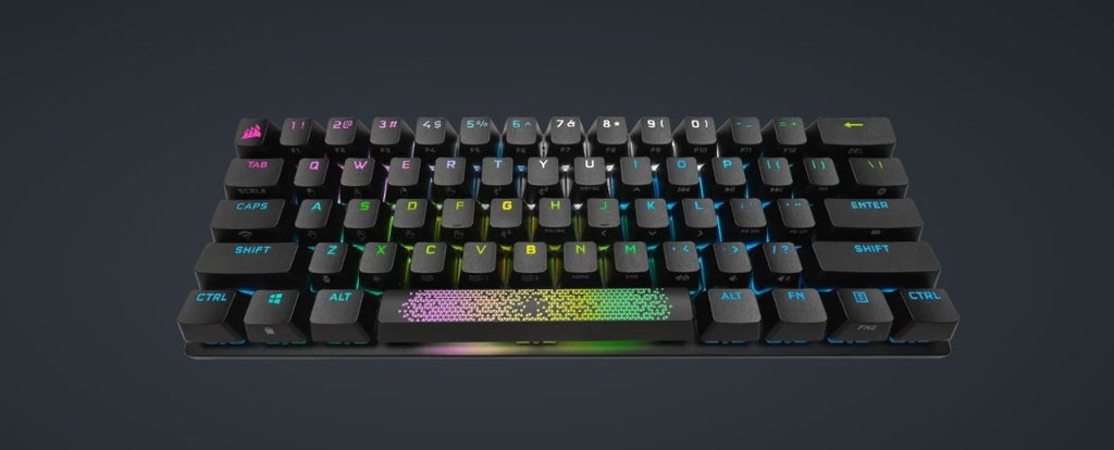 [840006652892] 840006652892 Corsair K70 PRO MINI WIRELESS RGB 60% CHERRY MX SPEED, Backlit RGB LED, , Black, Black PBT Keycaps Mechanical Gaming Keyboard (LS)