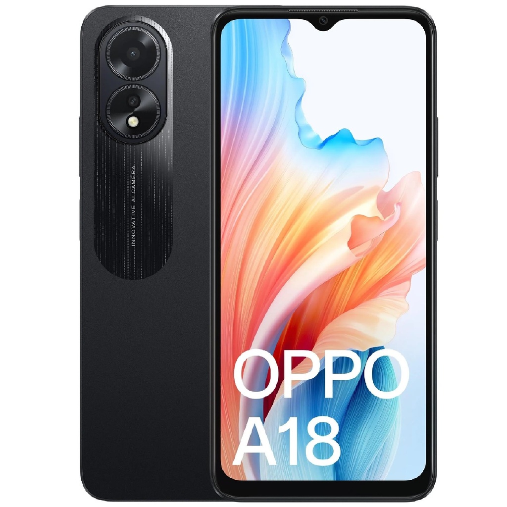 [6932169340106] 6932169340106 OPPO A18 4G 128GB - Black (CPH2591AU Black)*AU STOCK*, 6.56", HD+, 90Hz, 4GB/128GB, 8MP/5MP, Dual SIM, 5000mAh, 2 Years Warranty
