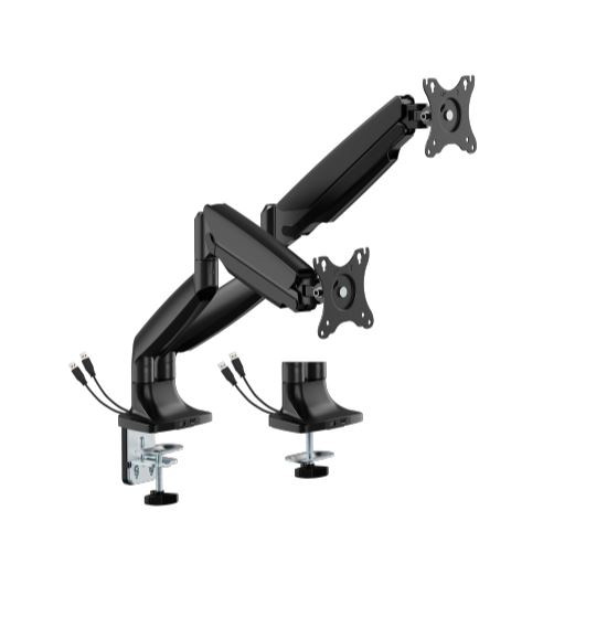 [6956745178341] 6956745178341 BrateckLDT82-C024UCE SCREEN HEAVY-DUTY MECHANICAL SPRING MONITOR ARM WITH USB PORTS For most 17"~35" Monitors, Matte Black (LS)