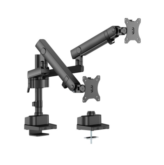 [6956745180757] 6956745180757 Brateck LDT84-C024P-B DUAL SCREEN POLE-MOUNTED HEAVY-DUTY MECHANICAL SPRING MONITOR ARM BLACK (LS)