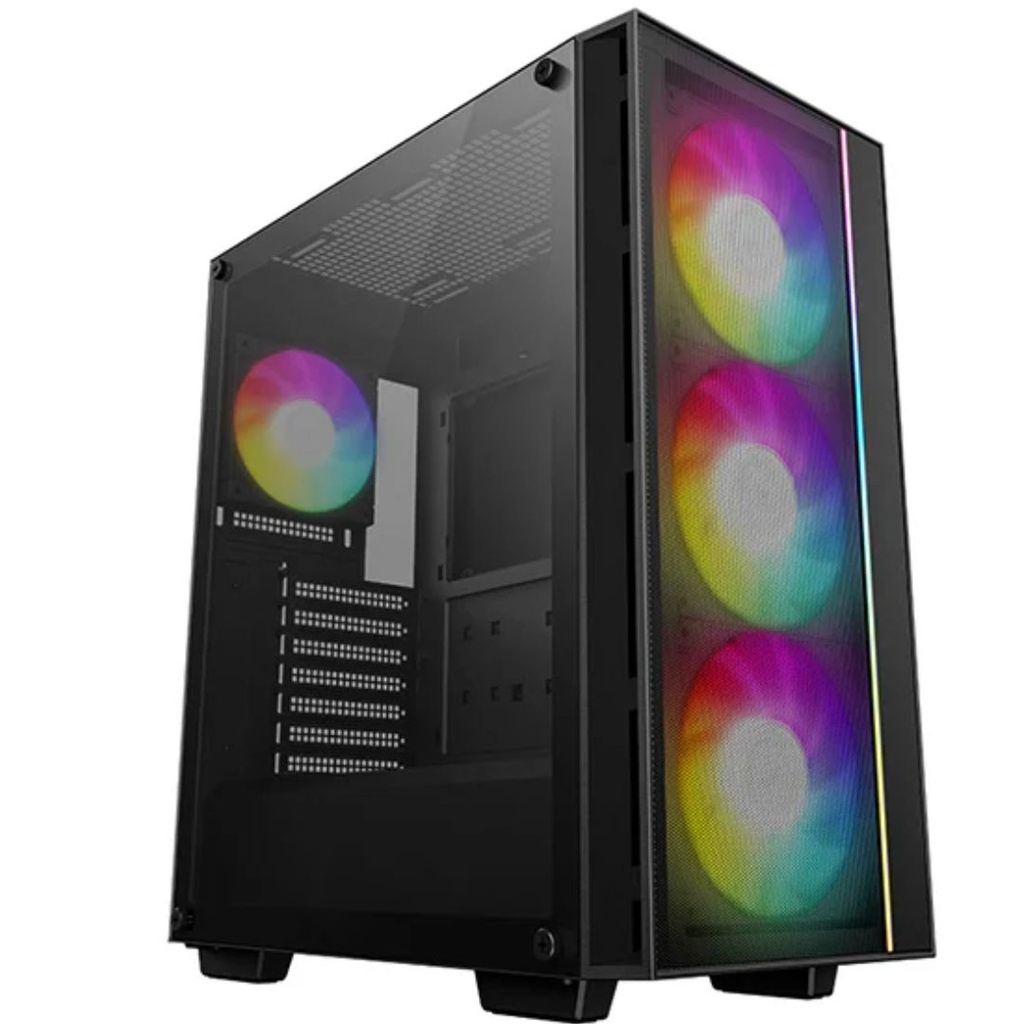 [6933412774334] 6933412774334 DeepCool MATREXX 55 MESH V4 C Full Tempered Glass Side Panel ATX Case. Front top USB3.0, (Type-C) Pre-Installed 3×140mm ARGB PWM Fans, 1×120mm ARGB