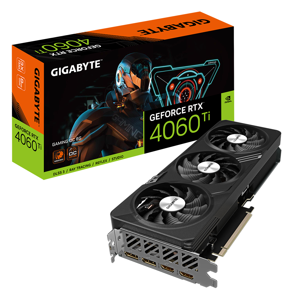 4719331313456 Gigabyte nVidia GeForce RTX 4060 Ti Gaming OC 8GD GDDR6 Video Card, PCI-E 4.0, 2580MHz Core Clock, 2x DP 1.4a, 2x HDMI 2.1a