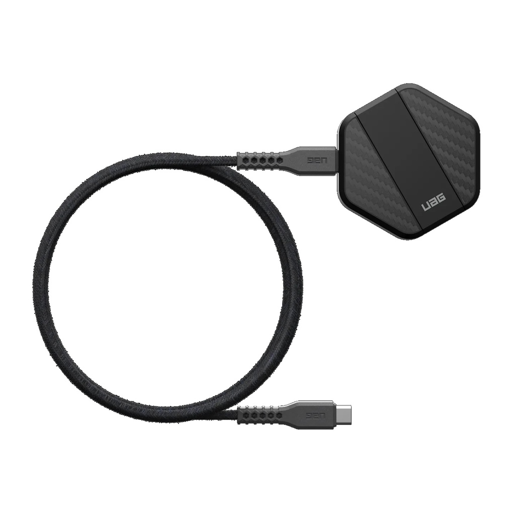 [840283911583] 840283911583 UAG Wireless Charging Pad with Stand - Black/Carbon Fiber(9B4410114042),Up to 15W Of Wireless Power,Detachable 4ft Braided USB-C Cable,1 Year Warranty