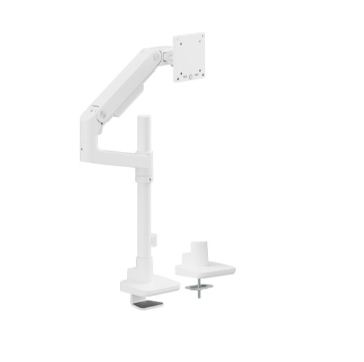 6956745179522 Brateck LDT81-C012P-W NOTEWORTHY POLE-MOUNTED HEAVY-DUTY GAS SPRING MONITOR ARM For most 17"~49" Monitors, Fine Texture White (LS)