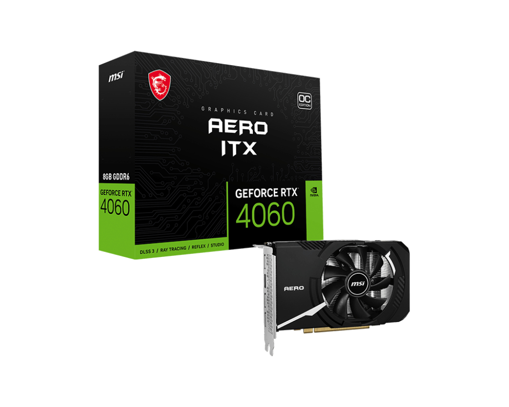 4711377144520 MSI nVidia GeForce GeForce RTX 4060 AERO ITX 8G OC   Video Card  2490 MHz Boost Clock, 8GB GDDR6,DisplayPort x 3 (v1.4a),HDMI x 1(NEW)