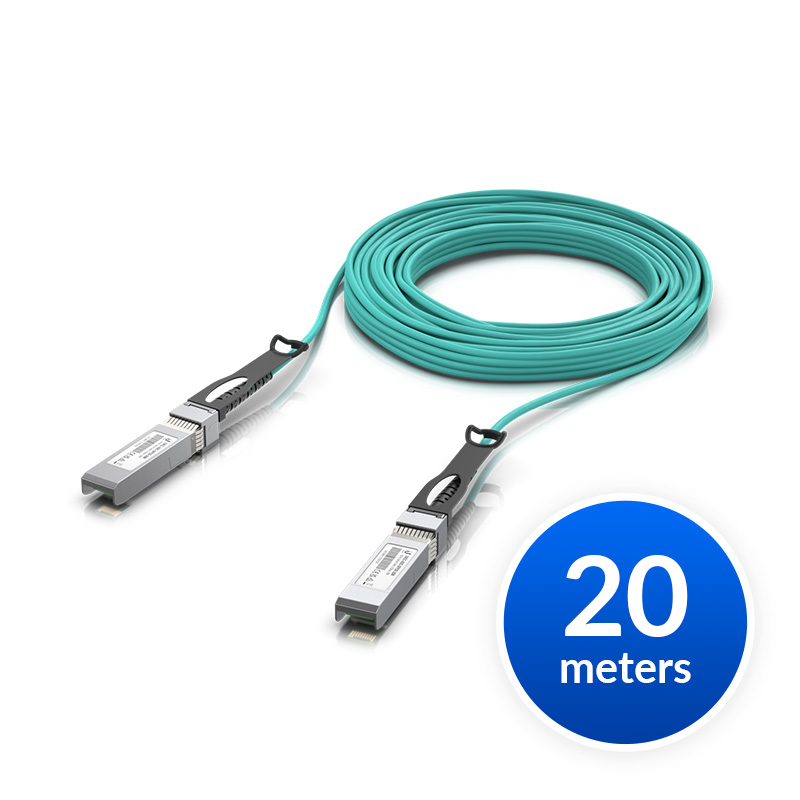 [810010077202] 810010077202 Ubiquiti 25 Gbps Long-Range DAC, Long-range SFP28, 20m Length, Support 25/10/1 Gbps, PVC Cable Jacket, Aqua Color, 2Yr Warr