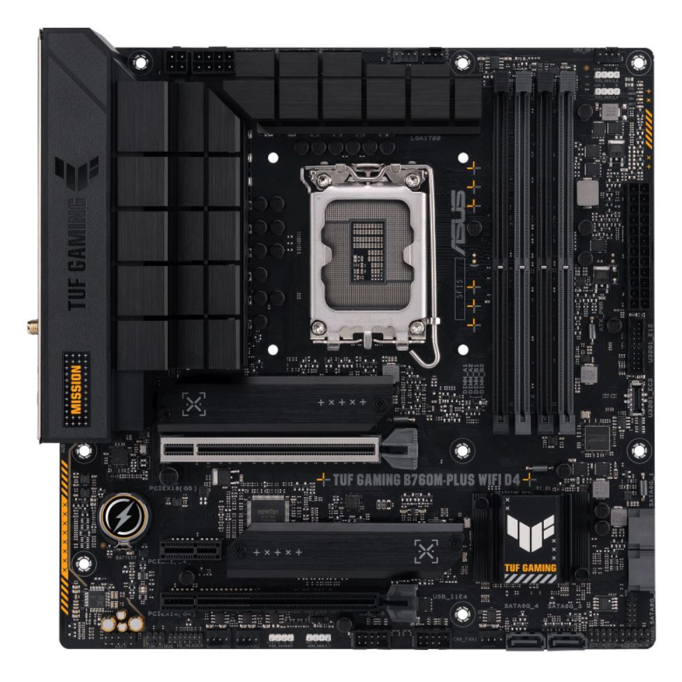 [4711387461372] 4711387461372 ASUS B760M TUF GAMING B760M-PLUS WIFI II Intel LGA1700 mATX Motherboard 192GB, 4xDDR5, 1 x PCIe 5.0 x16 slot, 3 x M.2 slots,4 x SATA,1xHDMI, 1xDP