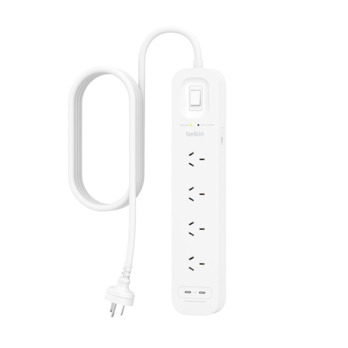 [745883878895] 745883878895 Belkin SurgePro 4-Outlet Surge Protector with Dual USB-C 30W - (SRB005AU2M), Dual USB-C Ports, 2M Power Cord, RCM Safety Certified, $40,000 CEW