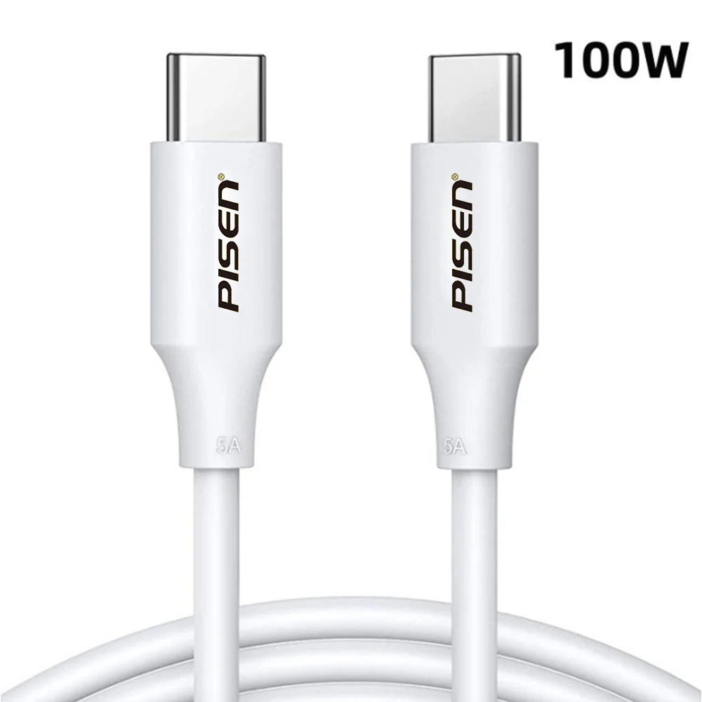 [6902957252157] 6902957252157 Pisen USB-C to USB-C 100W PD Cable (1M) White - Premium Quality, Fast Charge, 480Mbps, Durable,Samsung Galaxy,Apple iPhone,iPad,MacBook,Google,OPPO