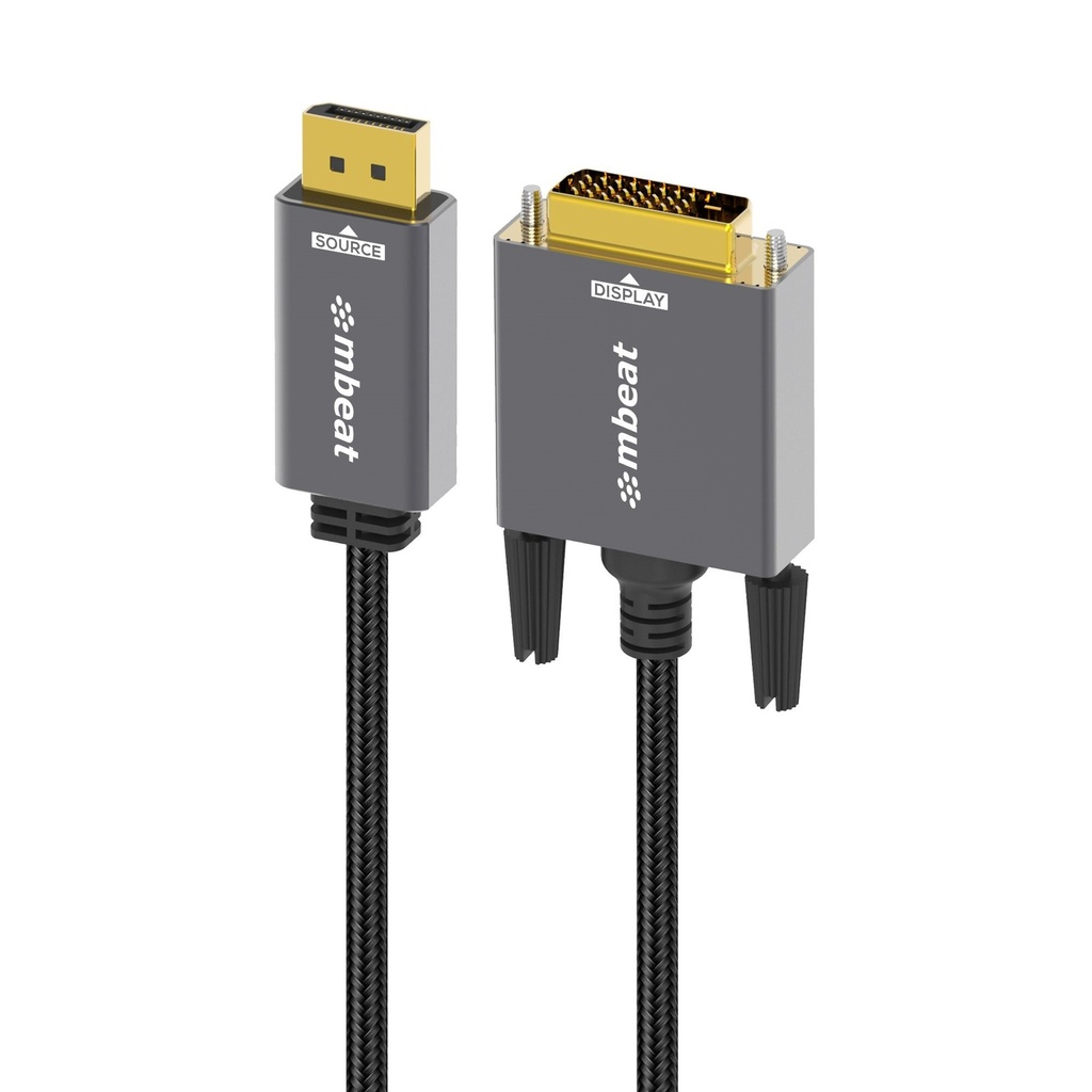 [9346396003562] 9346396003562 mbeat Tough Link 1.8m DisplayPort to DVI-D Cable Effortless plug and play Resolutions up to 1080p/60Hz (1920×1080) Package Weight: 164g