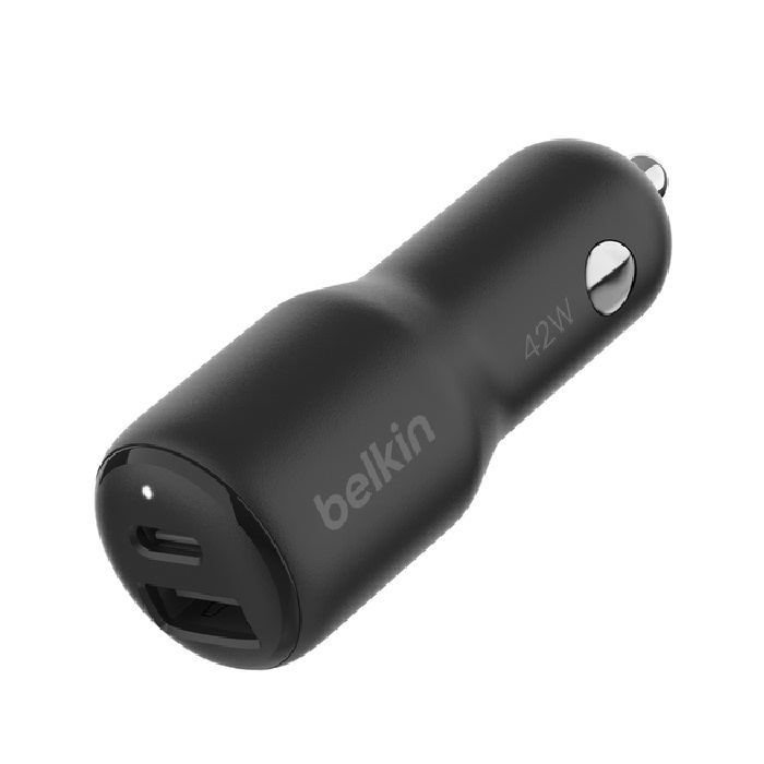 [CCB005BTBK] CCB005BTBK Belkin Universal 42W Dual Port Car Charger with PPS - Black (), 1xUSB-C (PD, 30W), 1XUSB-A(12W), Dual Port Fast  Compact Charger, 2YR
