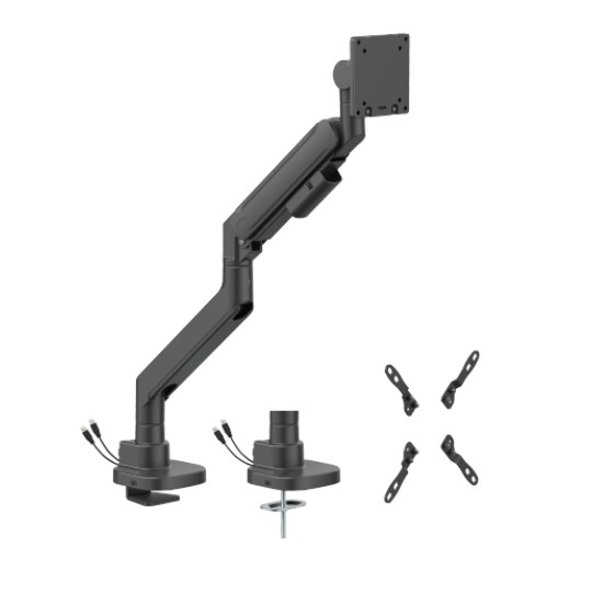 [6956745181129] 6956745181129 Brateck LDT87-C012UC-B TITAN HEAVY-DUTY GAS SPRING MONITOR ARM WITH USB-A/USB-C PORTS (LS)