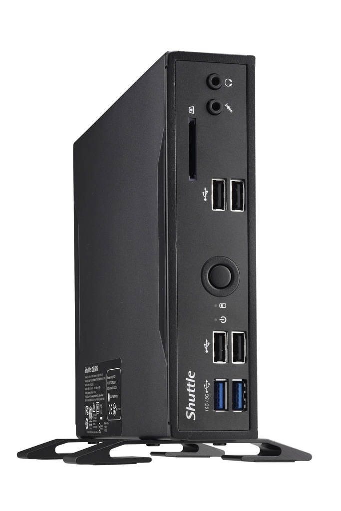 887993005331 Shuttle DS20U V2 Slim Mini PC 1L Barebone - Intel Celeron 5205U, Fan-less, 2x LAN , RS232/RS422/RS485, HDMI, DP, VGA, Vesa Mount, 65W adapter