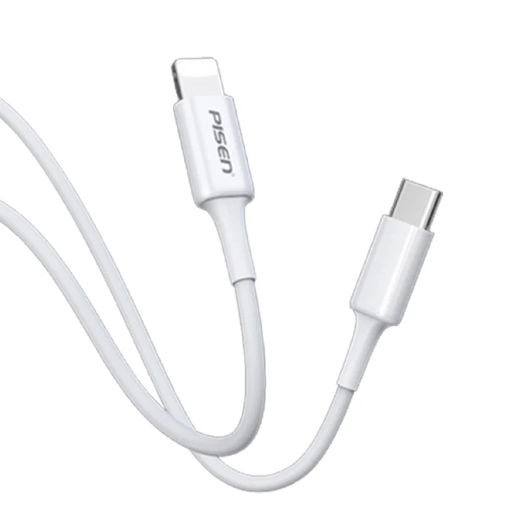 [6940735487704] 6940735487704 Pisen Lightning to USB-C PD Fast Charge Cable (1M) White - Support Safe Charge 3A, Stretch-Resistant, Reinforced, Durable, Apple iPhone/iPad/MacBook