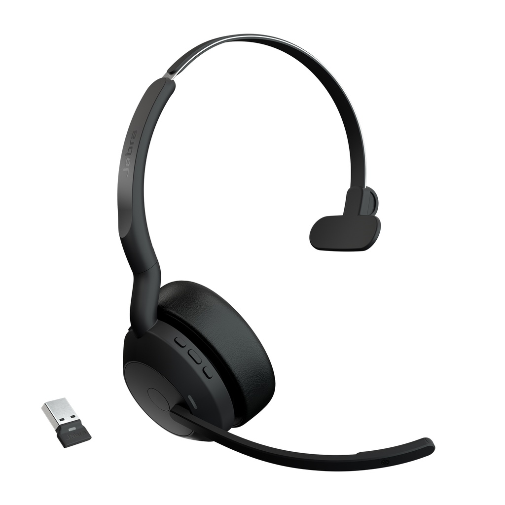 [5706991027488] 5706991027488 Jabra  Evolve2 55, USB A, UC, Mono, Active Noise Cancellation (ANC), Link 380 Bluetooth® Adapter ,30m Wireless Range, 18 Hours Battery Life