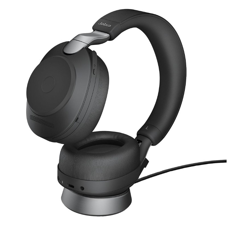 [SPJ-EVL2-85-UC-S-A-S] SPJ-EVL2-85-UC-S-A-S Jabra Evolve2 85 UC Stereo Black Link 380 USB-A and Charging Stand USB-A ANC Bluetooth Headset, 10-Microphone Technology, Digital Hybrid ANC