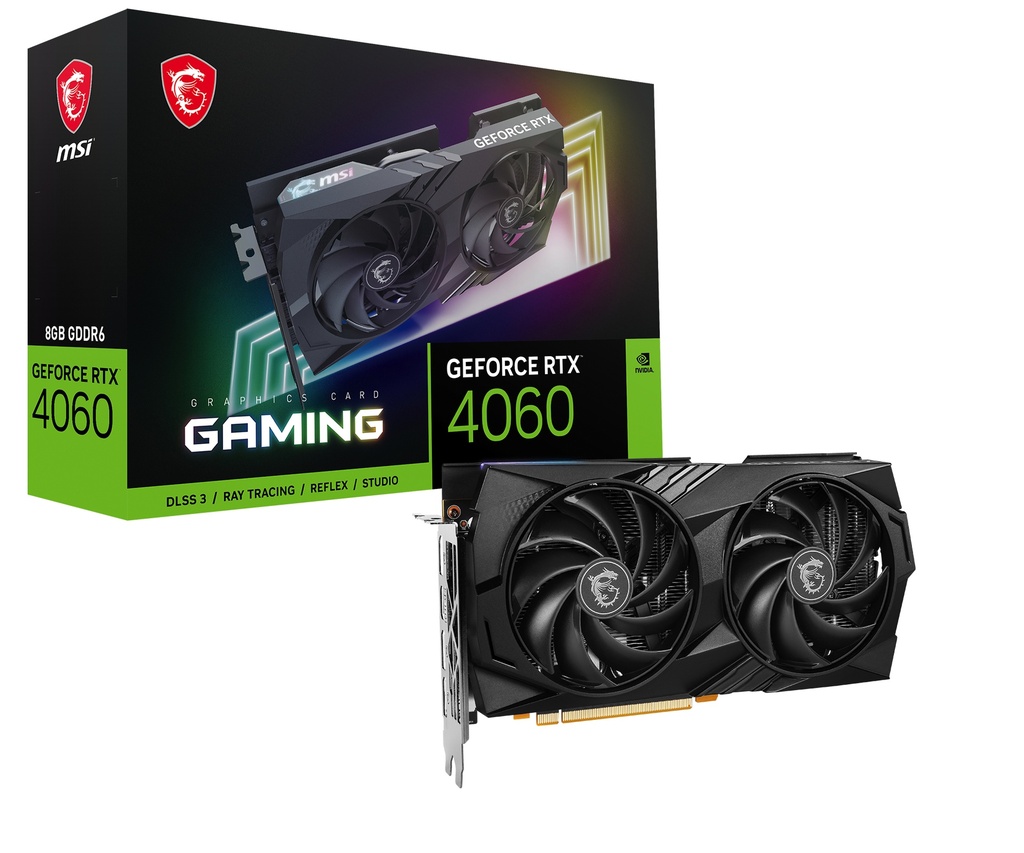 4711377115469 MSI nVidia GeForce RTX 4060 GAMING 8G Video Card  2595  MHz Boost Clock, 8GB GDDR6,DisplayPort x 3 (v1.4a),HDMI x 1