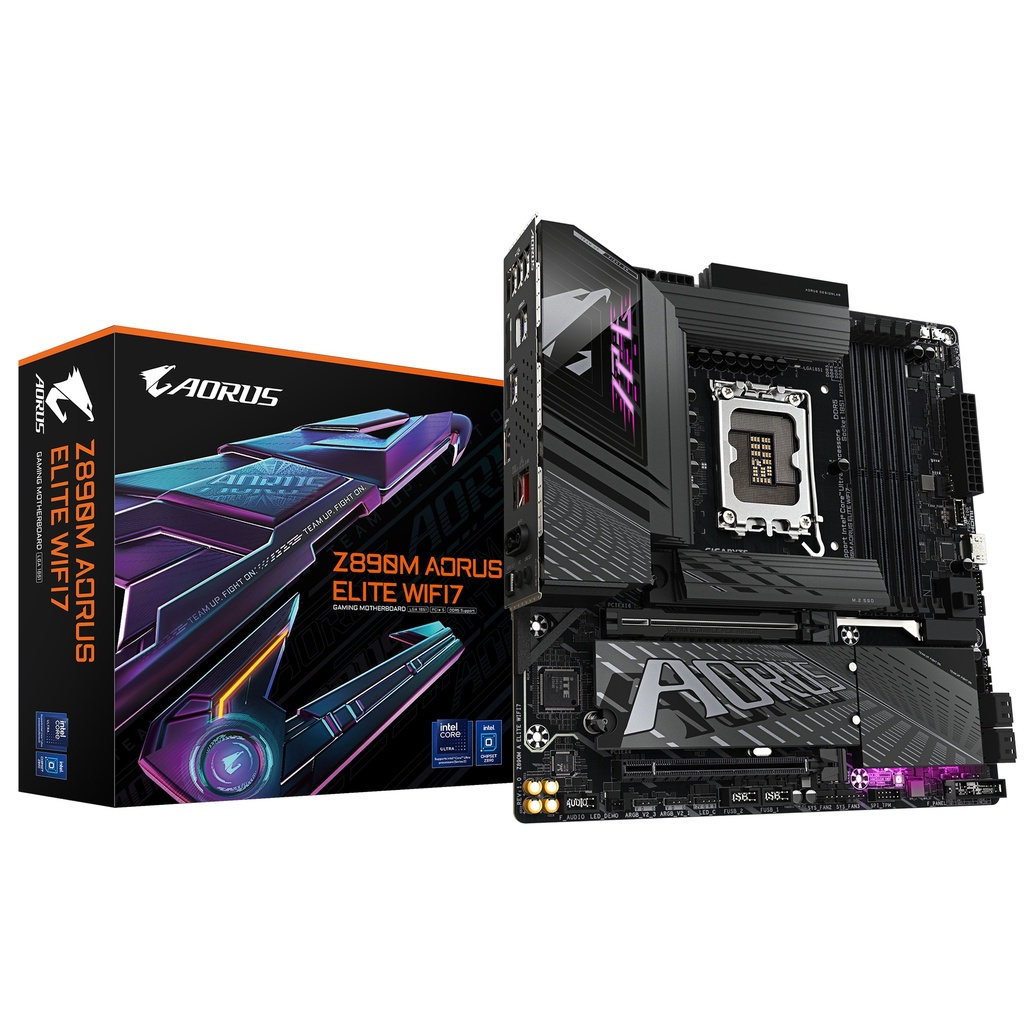[4719331865191] 4719331865191 Gigabyte Z890M A ELITE WF7 Intel LGA 1851 m-ATX Motherboard, 4x DDR5 ~256GB, 2x PCI-E x16, 3x M.2, 4x SATA,  5x USB 3.2, 1x USB-C, 4x USB 2.0