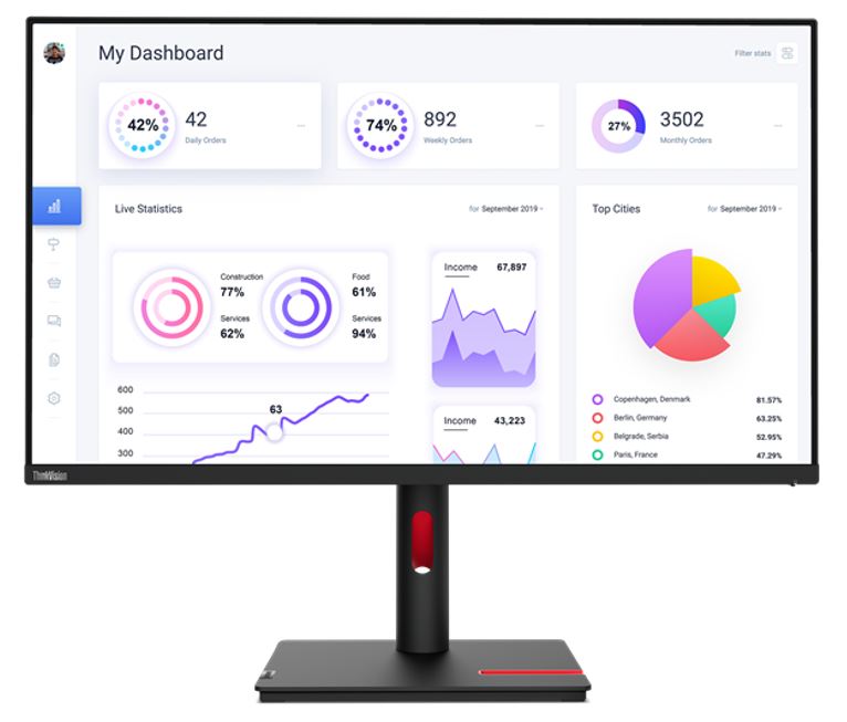 196801203174 LENOVO ThinkVision T32p-30 31.5"/32" UHD Monitor IPS 4K 3840x2160 16:9 Anti-Glare Height Adjustable Tilt Swivel Pivot DP HDMI 90W USB-C 4xUSB3.1 Hub
