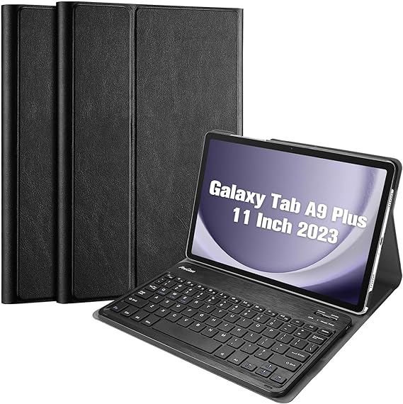 [6976552042918] 6976552042918 Generic Samsung Galaxy Tab A9+ (11") Keyboard With Case Black - Magnetic, PU Leather Covering, Front  Rear Facing Camera Holes