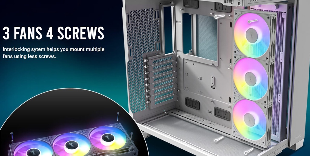 [761345400497] 761345400497 Antec Connect C120R Reverse White ARGB 3PK Performance 120mm PWM Fan: 4-pin PWM | LED: 3-pin  Vibration Absorbing and Anti-Noise Pads case fan