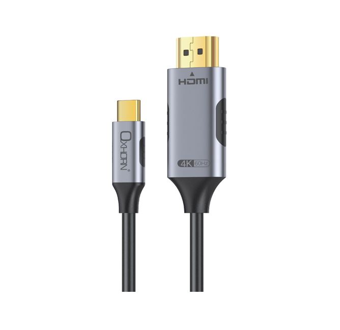 [9360330001223] 9360330001223 Oxhorn USB C to HDMI 2.0 1m cable 4K@60Hz Aluminum plugs black Support HDCP 1.4 HDCP 2.2 Thunderbolt 3/4 LPCM compatible Windows/Mac/Chromebooks