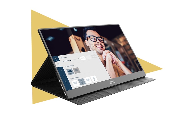 [6973985232398] 6973985232398 AOC 15.6" IPS 5ms Full HD 1920 x 1080 USB-C Powered Business Mobile Portable Monitor - Tilt, Speaker, Earphone, 1.1kg VESA 75 back of Panel