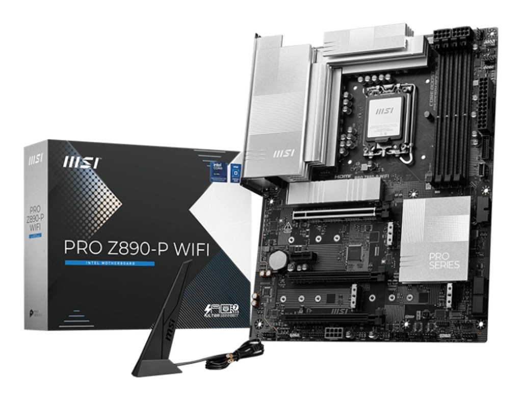 [4711377257701] 4711377257701 MSI PRO Z890-P WIFI INTEL Z890  Motherboard, 4x DDR5 256GB, 3x PCI-E x 16, 1x PCI-E x 1, 4x M.2, 4x SATA 6G, 3x USB 3, 1x USB-C, 4x USB 2