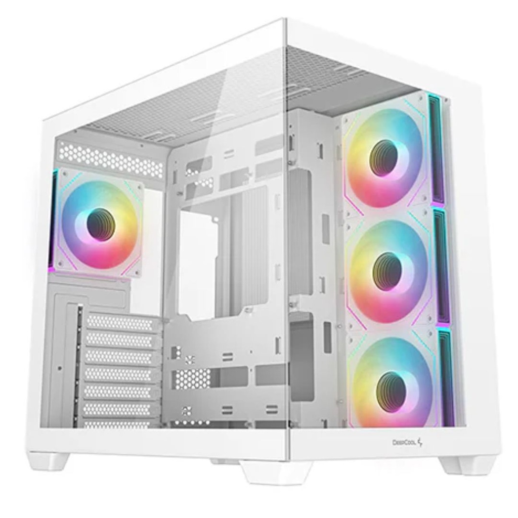 [6933412765165] 6933412765165 DeepCool CG530 4F WH ATX Case, Tempered Glass, 4 Pre-Instaled Fans, USB3.0×2、Gen2 Type-C x1、Audio/Mic×1, Cable,  Supports Rear Connect