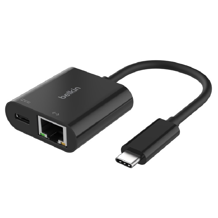 [745883877584] 745883877584 Belkin USB-C to Ethernet + Charge Adapter - Black(INC019BTBK), USB-C Power Delivery up to 100W, Ethernet connection supporting 10/100/1000 Mbps