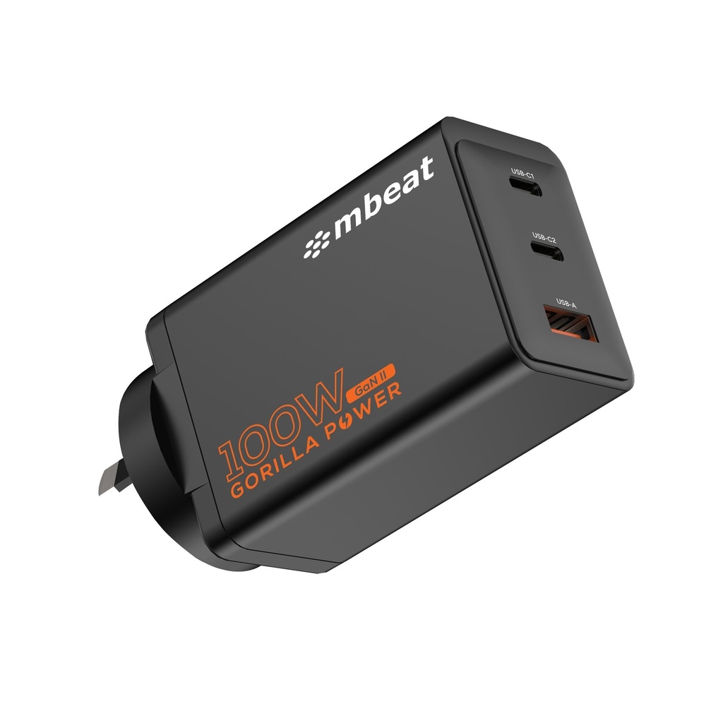 [9346396003982] 9346396003982 mbeat Gorilla Power PD 100W GaN II USB-C Charger 50% smaller than the standard Supports a wide range of devices Product Weight: 180g