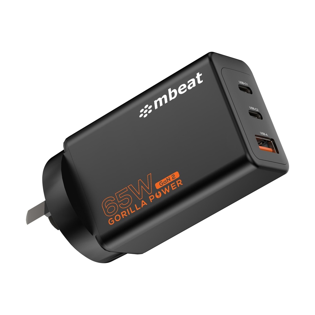 [9346396003975] 9346396003975 mbeat Gorilla Power PD 65W GaN II USB-C Charger 50% smaller than the standard Supports a wide range of devices Product Weight: 109g