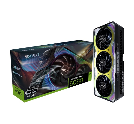 [4710562244892] 4710562244892 PALIT RTX5080 GAMEROCK 16GB GDDR7 256bit 3-DP HDMI ARGB PCI-E 5.0 4K 3.5 slot Recommended System Power 850 W