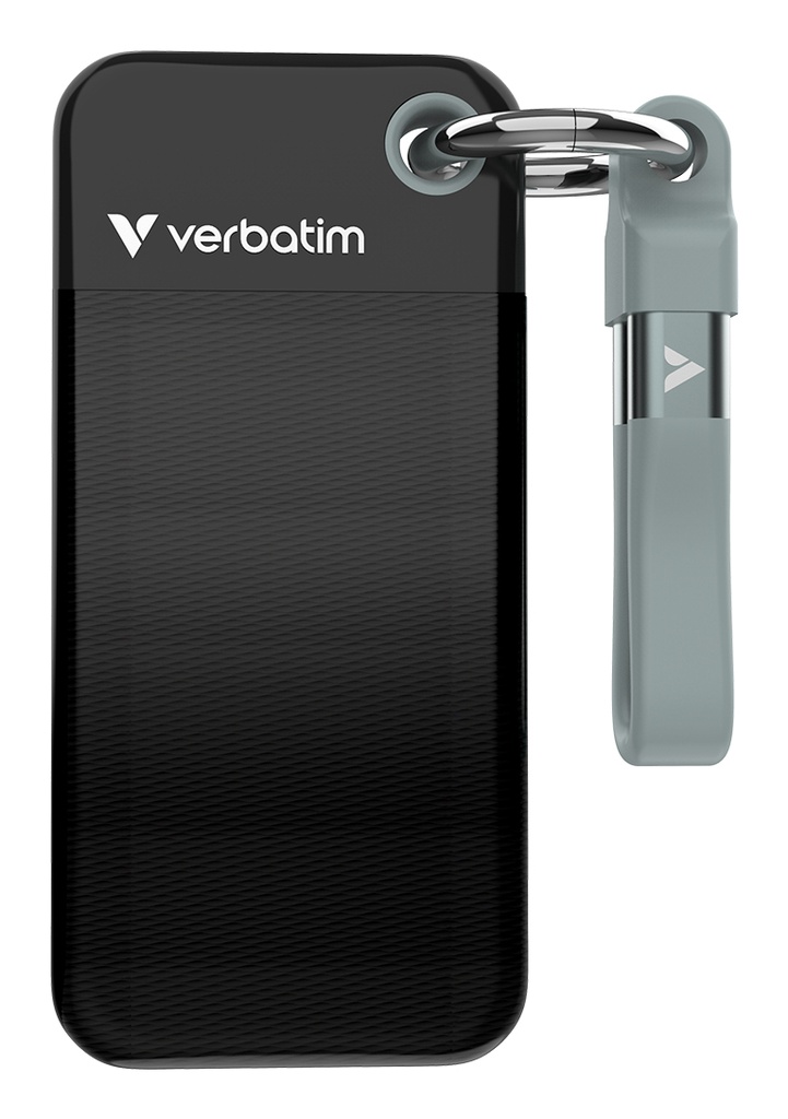 [23942321903] 23942321903 Verbatim 1TB Pocket SSD USB 3.2 Gen 2 1TB Black Grey. Convenient Keyring cable holder. Compact, Rugged. Ultra Lightweight Performance 58g