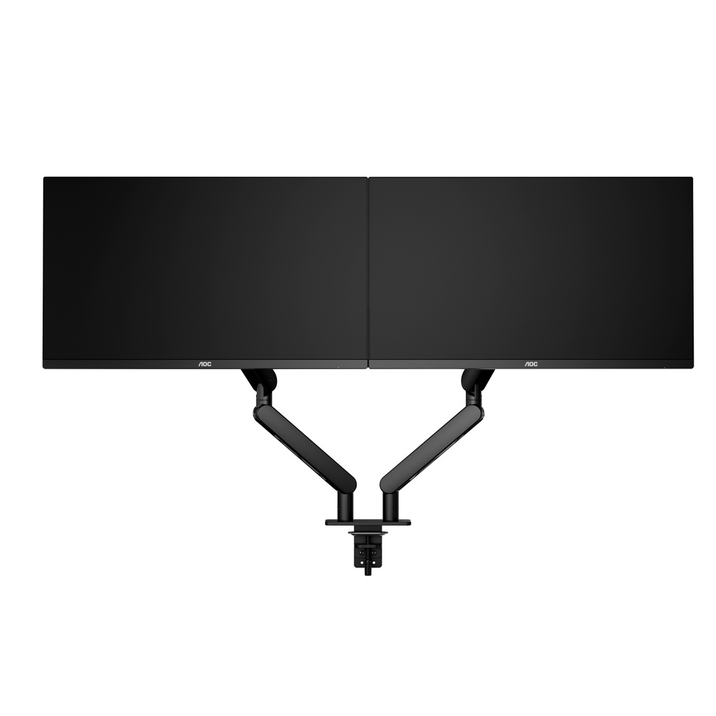 4038986631372 AOC AM420S Dual Mount Black, 2-9kg per Arm, 17-34" VESA 75 and 100. Clamp and Grommet mount, Mechanical Spring, Monitor Arm