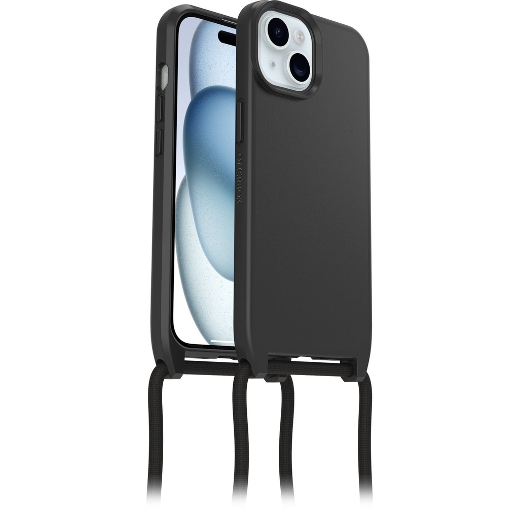 [840304739523] 840304739523 OtterBox React Necklace MagSafe Apple iPhone 15 (6.1") Case Black - (77-93593), DROP+ Military Standard, Detachable Nylon Rope, 7 Years Warranty