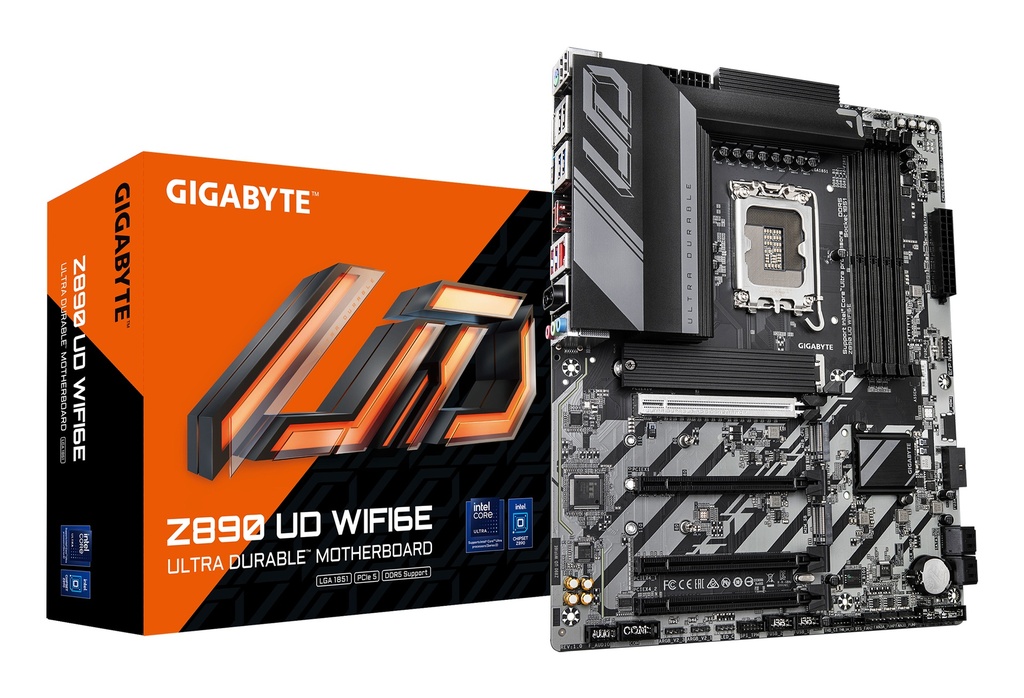 [4719331865313] 4719331865313 Gigabyte Z890 UD WIFI6E Intel LGA 1851 ATX Motherboard, 4x DDR5 ~256GB, 4x PCI-E x16, 3x M.2, 4x SATA,  5x USB 3.2, 1x USB-C, 4x USB 2.0