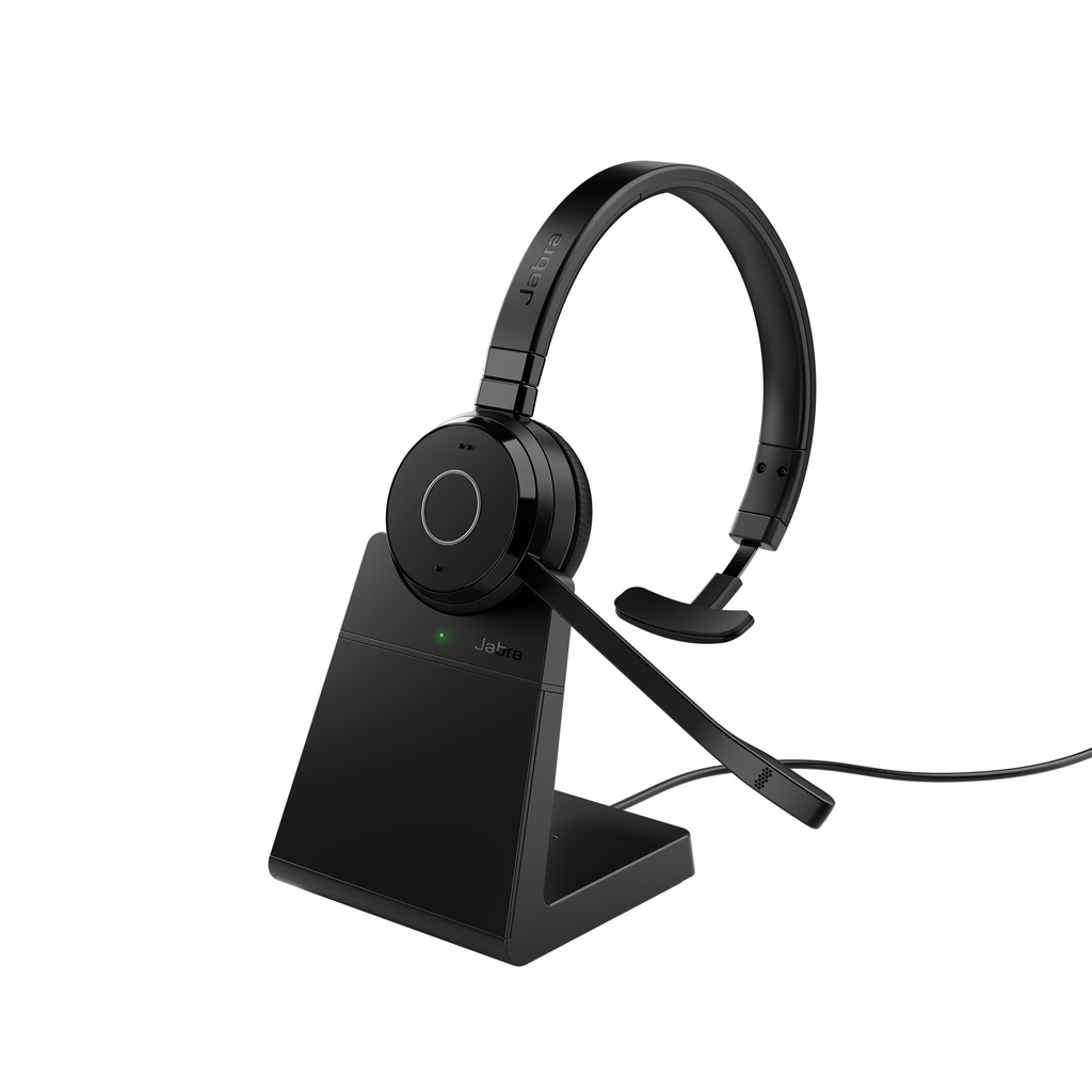 5706991031492 Jabra Evolve 65 TE Link390a UC Mono Stand Bluetooth Headset, 16-hour battery life, 30-metre wireless range, Passive Noise Cancellation, Busy Light
