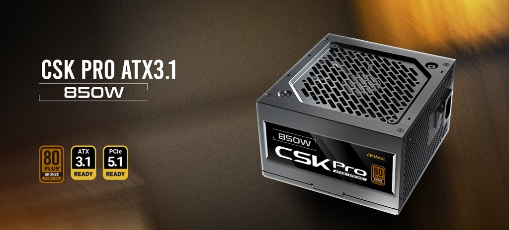 [761345200707] 761345200707 Antec CSK850 PRO Semi-Modular latest ATX 3.1, PCI-E 5.1 for 4090 and 7900xt High Quality Japanese Capacitors, Performance and reliability, PSU